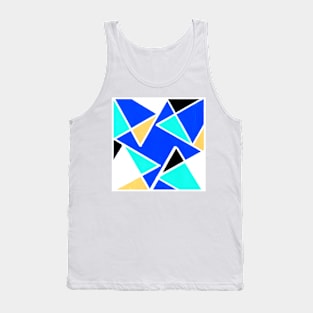 Blue Black Yellow Geometric Abstract Acrylic Painting XVII Tank Top